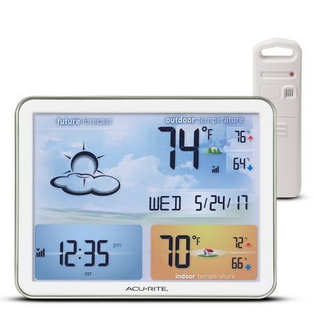 AcuRite Home Weather Station with Indoor/Outdoor Thermometer, Forecast, and Atomic Clock (02081M)