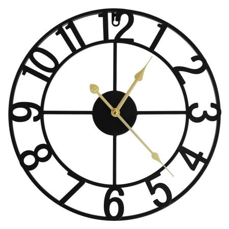 Adifare Large Wall Clock 16in Round Silent Wall Clocks Non Ticking Battery Operated Wall Clock Vintage Rustic Iron Wall Clock Decorative Clock for Home Office Decoration