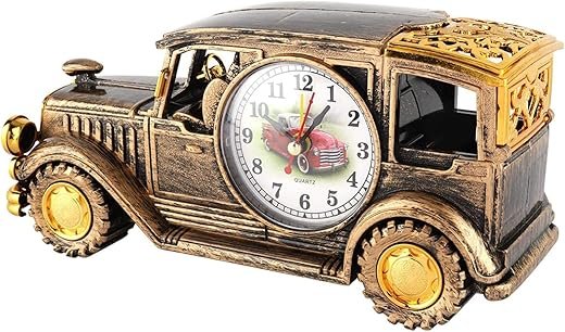 AUNMAS Car Shape Alarm Clock, Multi-Function Classical Vintage Car Storage Holder Clock Decor for Living Room Office Desk Bedroom Decoration (1#)