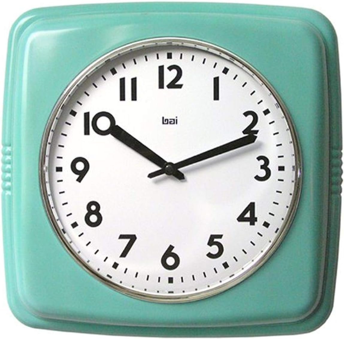 Bai Square Retro Wall Clock, Turquoise - 750.TU , White