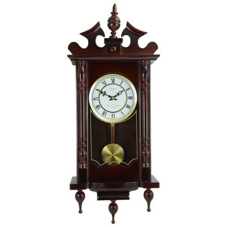 Bedford Clocks Classic 31 Swinging Pendulum Chiming Wall Clock with Roman Numerals