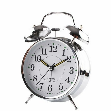 Bedside Traditional Classic Saxon Battery Dual Bell Alarm Clock Chrome