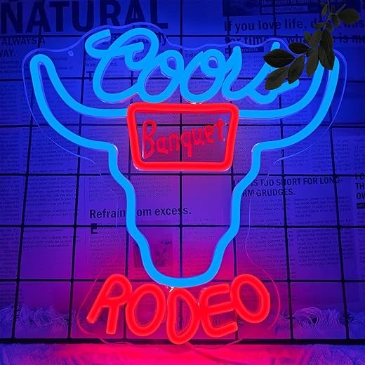 Beer Neon Sign Dimmable Western Rodeo Neon Light Signs for Wall Decor Cowboy Neon Sign for Man Cave Home Bar Beer Club Pub Bistro