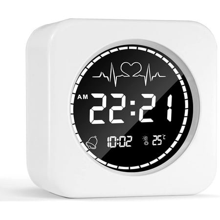 Betus Digital Travel Alarm Bedside Clock- Auto Dimmable Backlight for Distraction-Free Sleep - Silent and Compact Design - Heartbeat Animation Temperature and Snooze Function