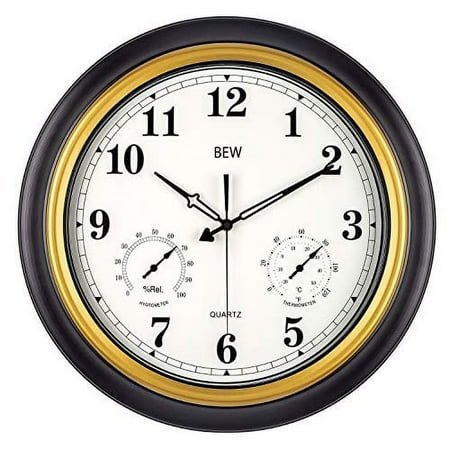 BEW 18 Quartz Retro Indoor and Outdoor Weather Station Clock, Waterproof