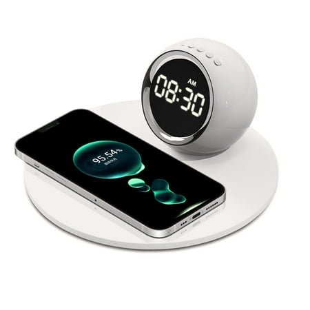 BLNVKOP 3 In 1 Multi-function Clock Alarm, with Wireless Charger and Night Lamp, Mobile Phone Rechargeable, for Bedroom Home Office