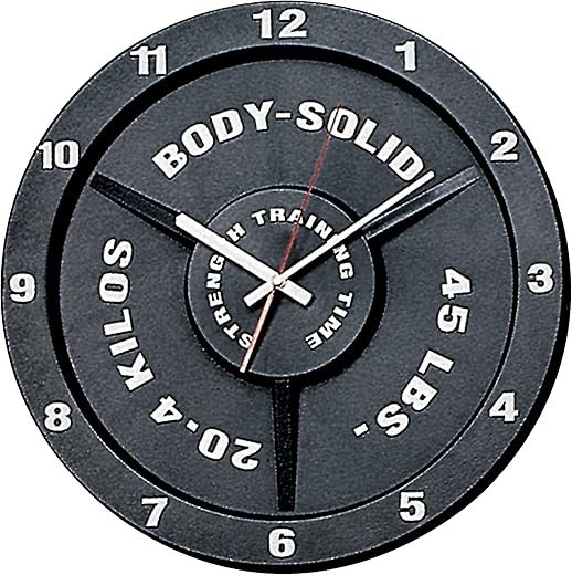 Body-Solid Weight Plate Art Wall Clock Battery Operated - 15 Silent Non-Ticking Vintage Wall Clock Decor for Home, Office, Living Room, Gym & Kitchen Decoration