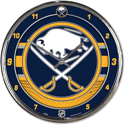 Buffalo Sabres 12 inch Round Wall Clock Chrome Plated