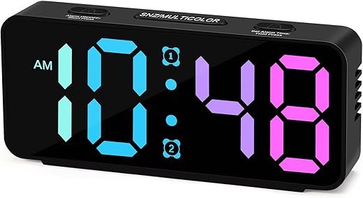 Cadmos Small Loud Alarm Clock for Heavy Sleepers Adults,Digital LED Clock with RGB Colorful Changing,Compact Travel Clocks for Bedrooms Bedside,ok to Wake for Kids,Teens