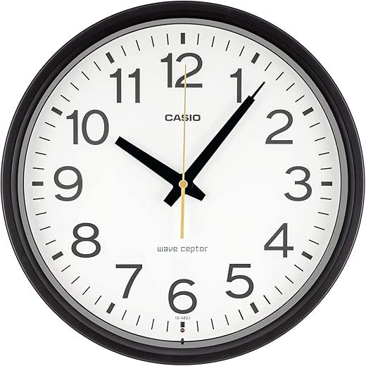 Casio IQ-482J-1JF Wall Clock, Radio, Black, Diameter 12.0 inches (30.5 cm), Analog Night Second Hand Stop