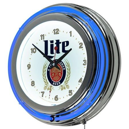 Chrome Double Rung Neon Clock - Retro Design