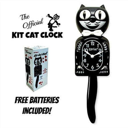 Classic Black Kit Cat Clock 15.5 Full Size Kit-Cat Klock with Moving Eyes and Tail Retro Style