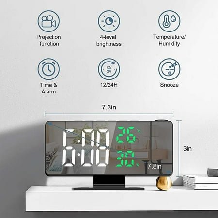 Clerance! Multifunctional Digital Alarm Clock with Large LED For Bedroom Screen 9CK4