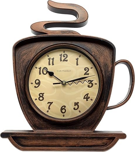 Coffee Cappuccino Cup 12.5 Inch Quality Quartz Battery Operated 3-D Easy to Read Home/Office/Kitchen/Classroom/School Clock Classic Movement