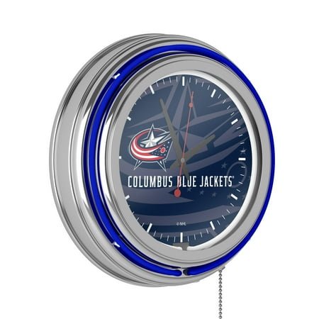 Columbus Blue Jackets Watermark Retro Neon Analog Wall Clock with Pull Chain