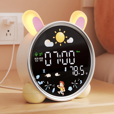 Comzler Kids Alarm Clock Ok to Wake Alarm Clock for Kids Sleep Training and Sound Machine