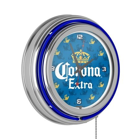 Corona Griffin Retro Neon Analog Wall Clock with Pull Chain