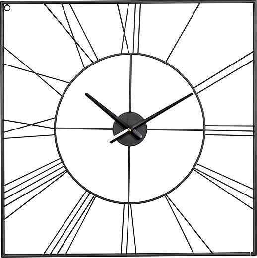 CosmoLiving by Cosmopolitan Metal Open Frame Square Wall Clock, 24" x 2" x 24", Black