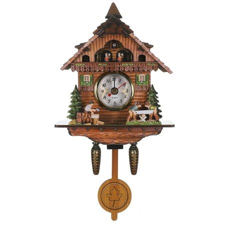 Cuckoo Clock Traditional Black Forest Clock Antique Wooden Pendulum Quartz Wall Clock