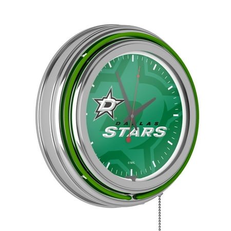 Dallas Stars Watermark Retro Neon Analog Wall Clock with Pull Chain