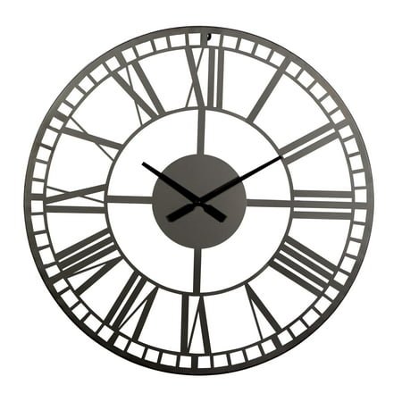 DecMode 28 Black Metal Open Cutout Frame Wall Clock