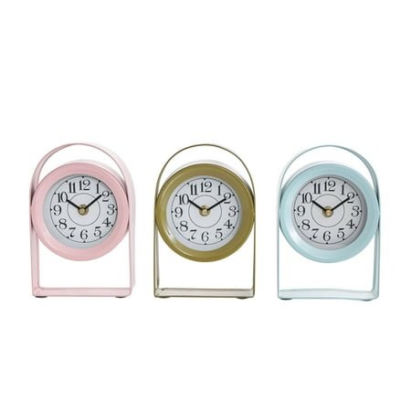 DecMode 8 Multi Colored Metal Clock with Arched Stands, Set of 3