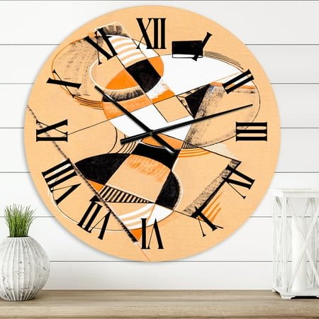 Designart 'Colored Geometric Abstract Compositions V' Modern Wall Clock