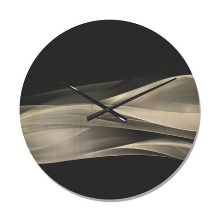 Designart 'Glittering Fractal Silver on Black' Modern Wood Wall Clock