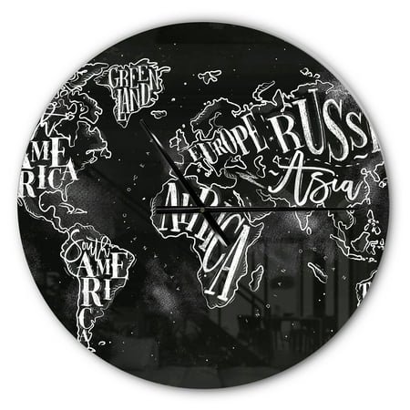 Designart 'Vintage Chalk Worldmap ' Modern wall clock