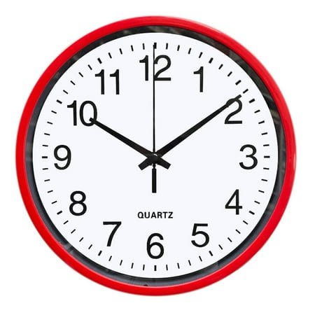 DESIGNICE Wall Clock,Silent Sweep Movement Small Wall Clock,Eco-Friendly Wide Metal Frame Bathroom Clock,8,Red