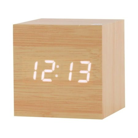 Desk Decor Wood Clock Creative Electronic Clock Square Digital Clock Mini Alarm Clock Bedside Clock Home Decoration Desk Decor for Women Man