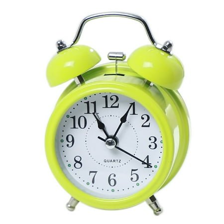 Deyuer Alarm Clock Double Bell Retro Design Luminous Mute Sweeping Movement Loud Time Display Super Loud Retro Bell Alarm Clock for Home,Green