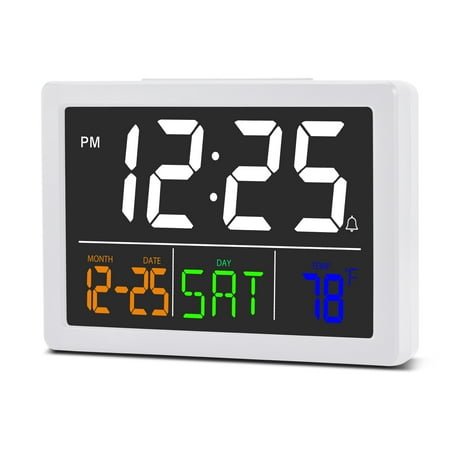 Digital Alarm Clock for Bedroom, 5.5 Larger Display LED Alarm Clock & Date and Time Digital Clock with Temperature,12/24H,Snooze,6 Adjustable Brightness for Living Room Home Office