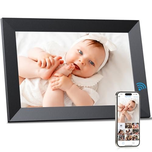 Digital Picture Frame Wi-Fi 10.1inch Smart Digital Photo Frame,Electronic Digital Picture Frames Load from Phone,1280x800 HD IPS Touch Screen-Share Photo/Video-Weather/Clock/Alarm-via Free APP-Black