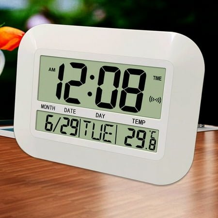 Digital Wall Clock Battery Operated Simple Large Temperature Calendar Date Day for Home Office