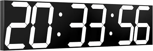 Digital Wall Clock, Oversize Led Digital Clock with Auto Dimmer, Huge Countdown Timer with Remote Control, 27" Wide Led Display, 6 Digits, Wall Mount, Date and Temperature (White)