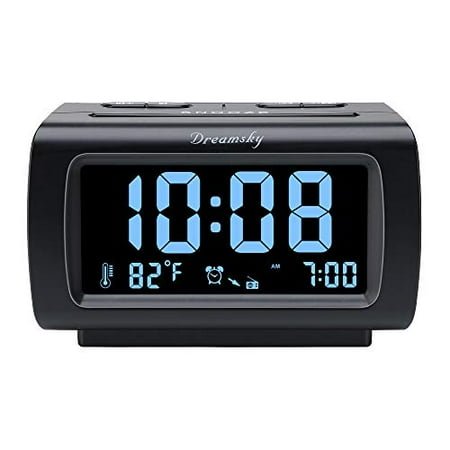 DreamSky Digital LCD Tabletop Modern Alarm Clock Radio, Sleep Timer, USB Charging