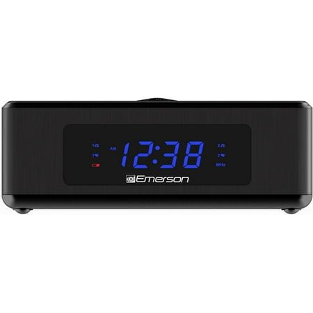 Emerson AM/FM Dual Alarm Clock Radio with 0.6 Blue LED Display, 4-Level dimmer, and Wake to Radio/Buzzer Alarm, Black - CK2023