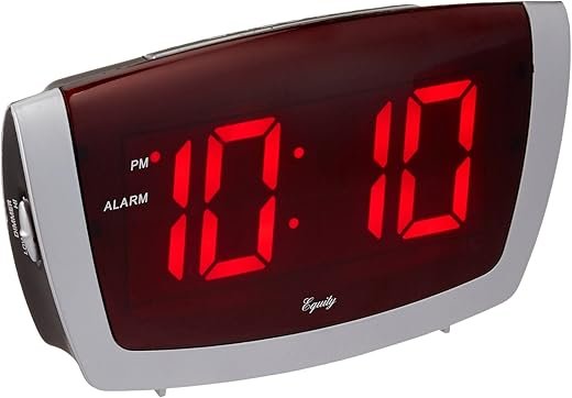 Equity 75906 LED Alarm Clock with High/Low Dimmer, 1.8, Red