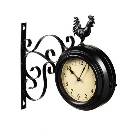 Evergreen Metal Rooster Outdoor Clock