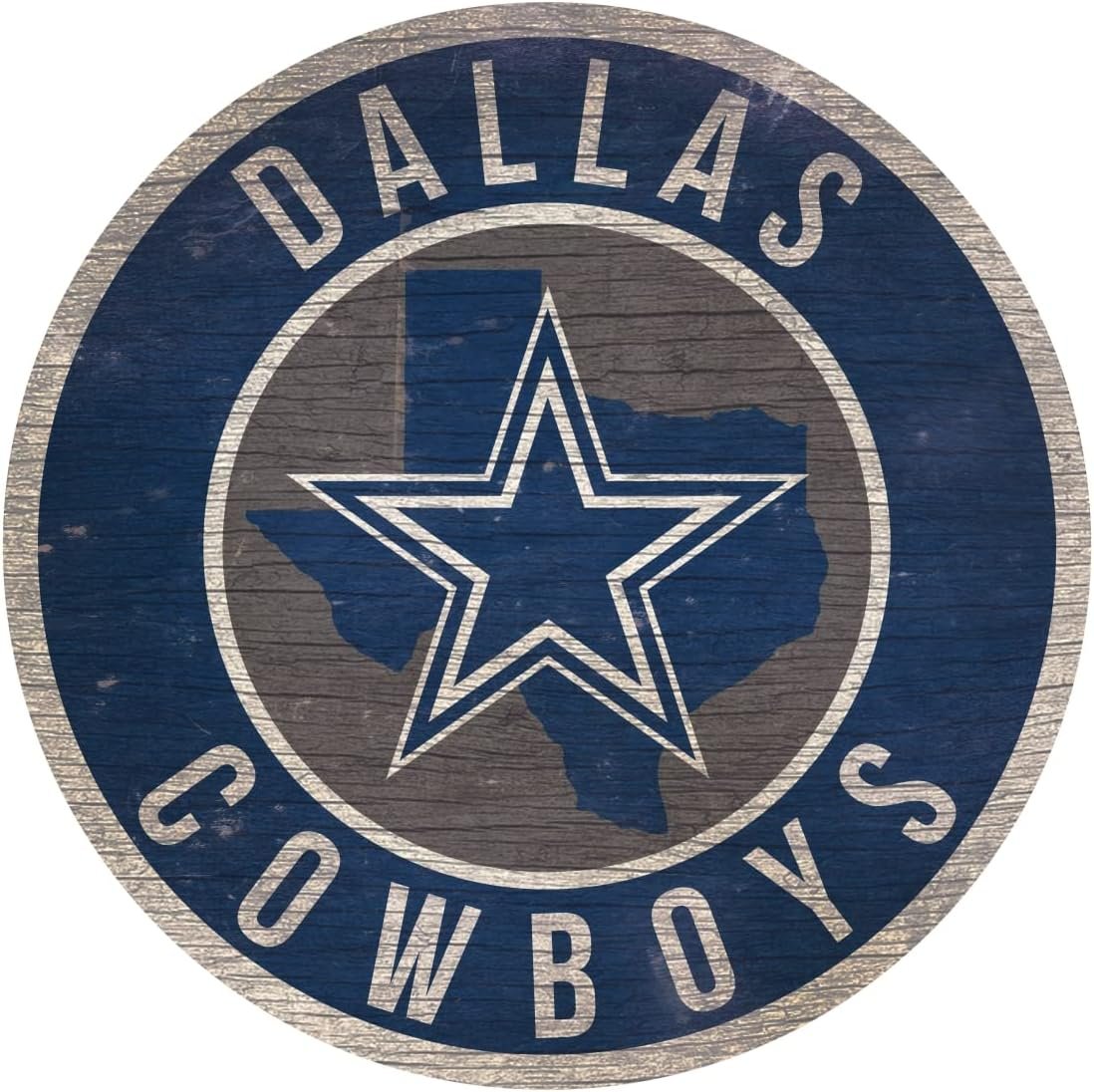 Fan Creations Dallas Cowboys Wood Sign 12 Inch Round State Design