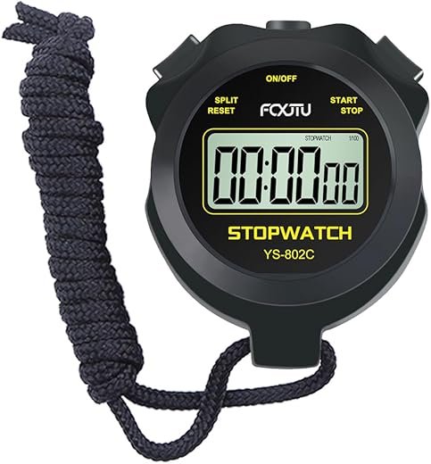 FCXJTU Digital Simple Stopwatch Timer, No Bells, No Alarm, Simple Basic Operation, Silent, Clear Display, ON/Off, Large Display for Swimming Running Training Kids Coaches Referees Teachers