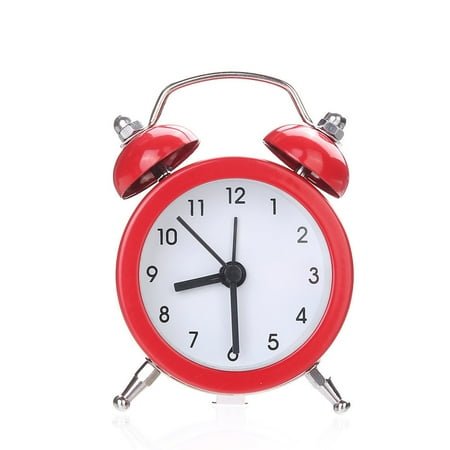 Fdelink the alarm Clock Twin Bell Silent Alloy Stainless Metal Alarm Clock Red