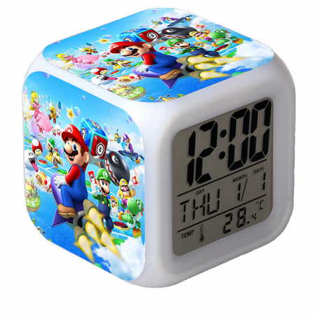 HANNTAOO LED Alarm Clock Super_Mario Pattern Creative Desk Table Clock Glowing Electronic Colorful Digital Clock for Unisex Adults Girl Boy Kids Children Toy Birthday Present Gift HTNL#317