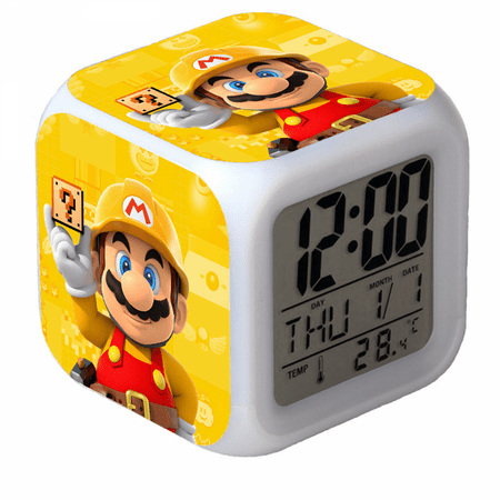 HANNTAOO LED Alarm Clock Super_Mario Pattern Creative Desk Table Clock Glowing Electronic Colorful Digital Clock for Unisex Adults Girl Boy Kids Children Toy Birthday Present Gift HTNL#309