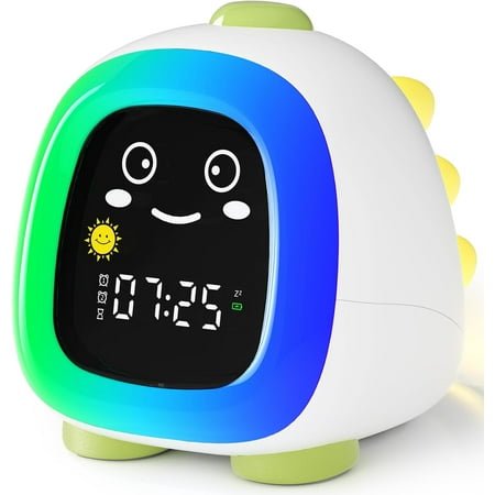 Hansang Kids Alarm Clock with 6 Colors Night Light, OK to Wake Clock with Sleep Training and Timer off,Cute Dinosaurs Clock for boys and girls