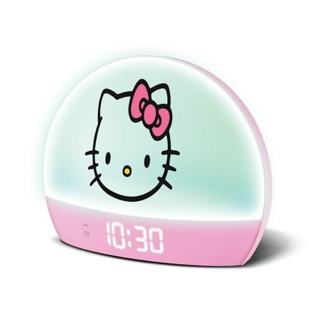 Hello Kitty Sunrise Alarm Clock - Multicolor Lights, USB Charging, LED Display, and Snooze Function - Perfect for All Ages