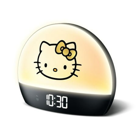 Hello Kitty Sunrise Alarm Clock - Multicolor Lights, USB Charging, LED Display, and Snooze Function - Perfect for All Ages