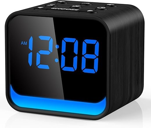 HOUSBAY Wooden Radio Alarm Clock - Dimmable Display for at-a-Glance Clock, Sleep-Friendly Light, Natural Alarm & Premium FM Radio for a Gentle Wake-Up