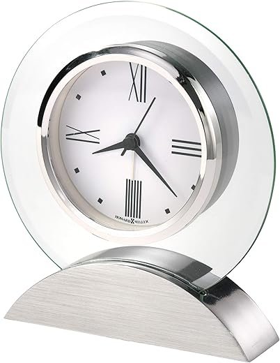 Howard Miller Brayden Alarm Table Clock 645-811 – Modern Glass with Quartz, Alarm Movement